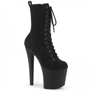 Pleaser Enchant-1040 Faux Suede Laarzen Dames Zwart | BELGIE BEKMXWUH