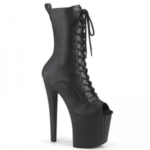 Pleaser Enchant-1041 Vegan Leather Laarzen Dames Zwart | BELGIE BEYLAWMH