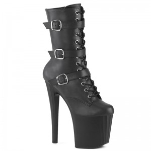 Pleaser Enchant-1043 Vegan Leather Laarzen Dames Zwart | BELGIE BEHQELUG