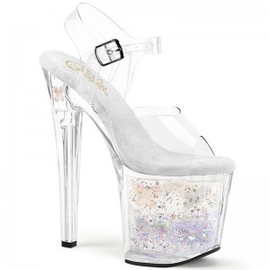 Pleaser Enchant-708AQUA-02 Hakken Dames Zilver | BELGIE BEGCQUFO
