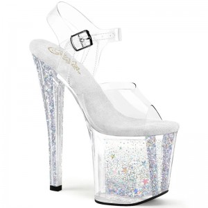 Pleaser Enchant-708AQUA-04 Hakken Dames Zilver | BELGIE BEXWQZPO