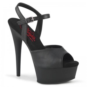 Pleaser Excite-609 Vegan Leather Hakken Dames Zwart | BELGIE BEFQXCAV