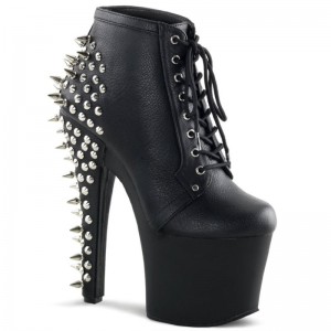 Pleaser Fearless-700-28 Vegan Leather Laarzen Dames Zwart | BELGIE BEJEYXCG
