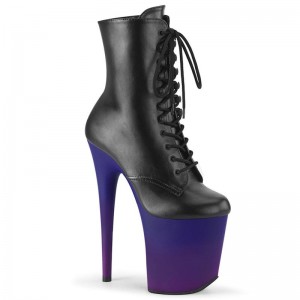 Pleaser Flamingo-1020BP Vegan Leather Laarzen Dames Zwart Blauw | BELGIE BEBDGMPY