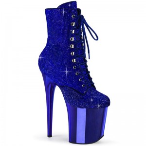 Pleaser Flamingo-1020CHRS Laarzen Dames Blauw | BELGIE BEROAFUL