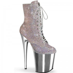 Pleaser Flamingo-1020CHRS Laarzen Dames Gekleurd Zilver | BELGIE BEJSBXIG