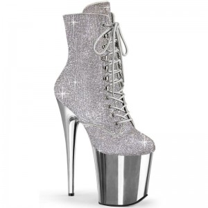 Pleaser Flamingo-1020CHRS Laarzen Dames Zilver | BELGIE BEVQTKGW