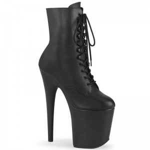 Pleaser Flamingo-1020LWR Leather Laarzen Dames Zwart | BELGIE BEJMCQPD