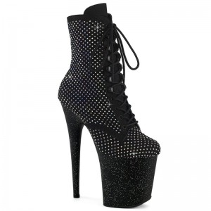 Pleaser Flamingo-1020RM Faux Suede Laarzen Dames Zwart | BELGIE BEHORZAF