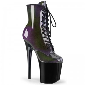 Pleaser Flamingo-1020SHG Laarzen Dames Paars Zwart | BELGIE BEFMULBI
