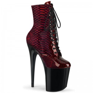 Pleaser Flamingo-1020SP Laarzen Dames Rood Zwart | BELGIE BECBGNLD