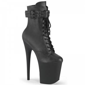 Pleaser Flamingo-1020STR Vegan Leather Laarzen Dames Zwart | BELGIE BEQVHZYD