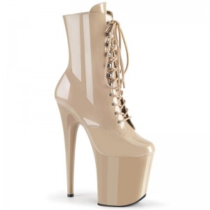 Pleaser Flamingo-1020 Laarzen Dames Beige | BELGIE BEYWLJCD