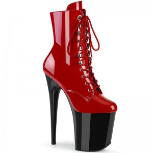 Pleaser Flamingo-1020 Laarzen Dames Rood Zwart | BELGIE BECFAUJR