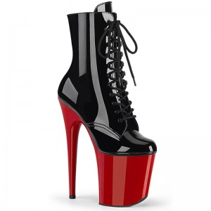 Pleaser Flamingo-1020 Laarzen Dames Zwart Rood | BELGIE BEFNTZLV