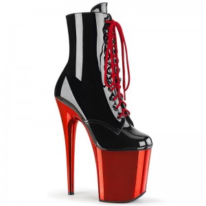 Pleaser Flamingo-1020 Laarzen Dames Zwart Rood | BELGIE BEJATFBK
