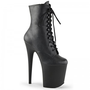 Pleaser Flamingo-1020 Vegan Leather Laarzen Dames Zwart | BELGIE BEQRJDAU