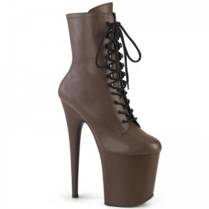 Pleaser Flamingo-1020 Vegan Leather Laarzen Dames Bruin | BELGIE BEJDKLNH
