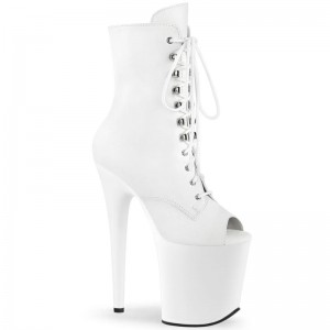 Pleaser Flamingo-1021 Vegan Leather Laarzen Dames Wit | BELGIE BEGJAWQF
