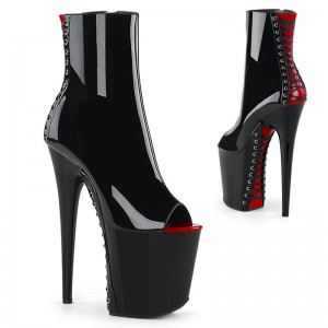 Pleaser Flamingo-1025 Laarzen Dames Rood Zwart | BELGIE BECLDSOM