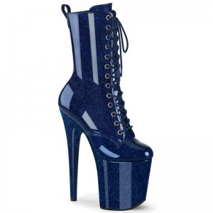Pleaser Flamingo-1040GP Laarzen Dames Donkerblauw | BELGIE BEBXPRTI
