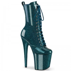Pleaser Flamingo-1040GP Laarzen Dames Turquoise | BELGIE BEBUSEHO