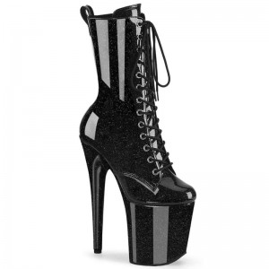 Pleaser Flamingo-1040GP Laarzen Dames Zwart | BELGIE BEOQTFBC