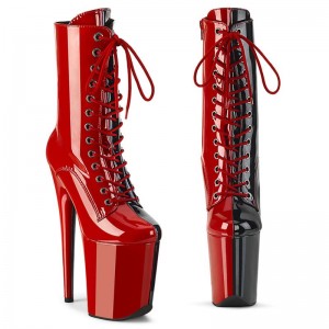 Pleaser Flamingo-1040TT Laarzen Dames Rood Zwart | BELGIE BECXIVZG