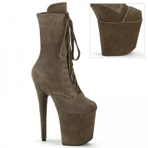 Pleaser Flamingo-1045VEL Laarzen Dames Bruin | BELGIE BEBVPQSY