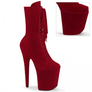 Pleaser Flamingo-1045VEL Laarzen Dames Rood | BELGIE BEPCREXN