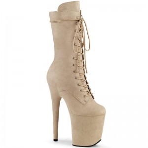 Pleaser Flamingo-1050FS Laarzen Dames Beige | BELGIE BEGAWVCF