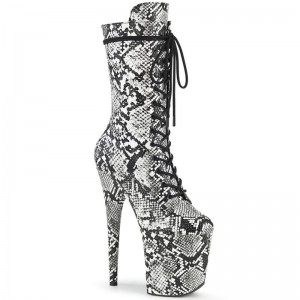 Pleaser Flamingo-1050SP Laarzen Dames Wit Zwart | BELGIE BEDGZMIF