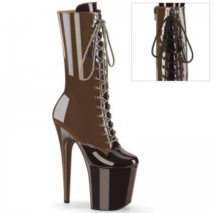 Pleaser Flamingo-1054DC Laarzen Dames Koffie Donkerbruin | BELGIE BEFJGAOY