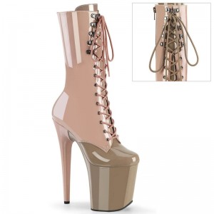 Pleaser Flamingo-1054DC Laarzen Dames Roze Bruin | BELGIE BESFJPQB