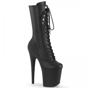 Pleaser Flamingo-1054 Vegan Leather Laarzen Dames Zwart | BELGIE BEUCOFID