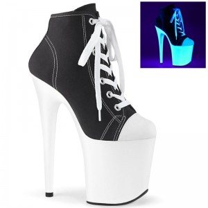 Pleaser Flamingo-800SK-02 Laarzen Dames Zwart Wit | BELGIE BEOIGBVN