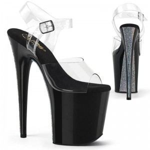 Pleaser Flamingo-808CRS-2 Hakken Dames Zwart | BELGIE BEUTRVGZ