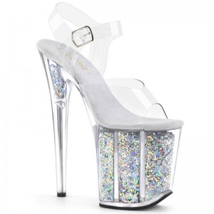 Pleaser Flamingo-808GF Hakken Dames Zilver | BELGIE BENAUIEK