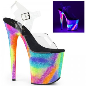 Pleaser Flamingo-808GXY Neon Hakken Dames Clear | BELGIE BEOSTRWG