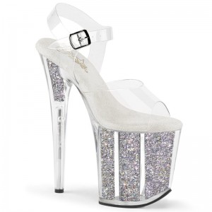 Pleaser Flamingo-808G Hakken Dames Zilver | BELGIE BEVUGMHT