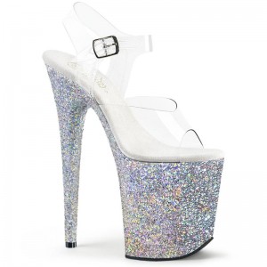 Pleaser Flamingo-808LG Hakken Dames Zilver | BELGIE BEOEXFHI