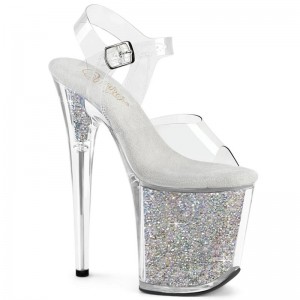 Pleaser Flamingo-808RSI Rhinestones Hakken Dames Zilver | BELGIE BEWLPMGQ