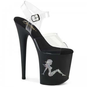 Pleaser Flamingo-808TGRS Hakken Dames Zwart | BELGIE BEWYXHGU