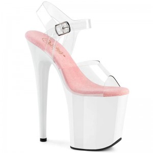 Pleaser Flamingo-808 Hakken Dames Roze Wit | BELGIE BECEKTGN