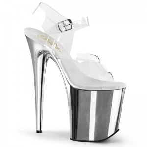 Pleaser Flamingo-808 Hakken Dames Zilver | BELGIE BEEINUTD