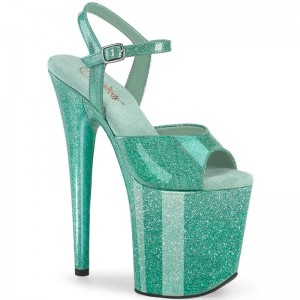 Pleaser Flamingo-809GP Hakken Dames Groen | BELGIE BEDNASOE