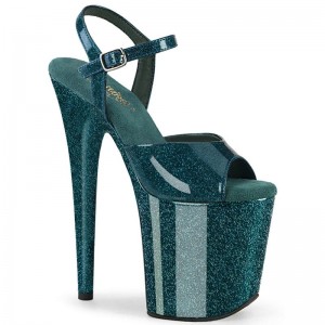 Pleaser Flamingo-809GP Hakken Dames Turquoise | BELGIE BEVQCLIK