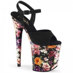 Pleaser Flamingo-809WR Suede Hakken Dames Zwart | BELGIE BEEXMOYT