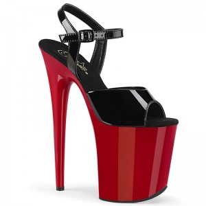 Pleaser Flamingo-809 Hakken Dames Zwart Rood | BELGIE BEXJRYVU