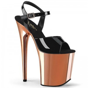 Pleaser Flamingo-809 Hakken Dames Zwart Roze Goud | BELGIE BEIENUHS